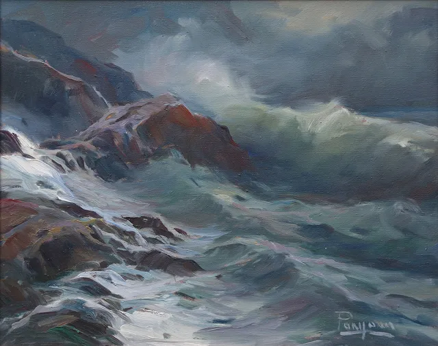 SPANISH SCHOOL, 20TH CENTURY. Marine storm.
