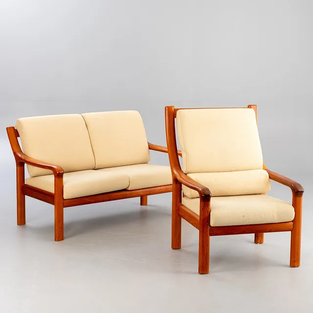 HOLSTEBRO Møbelfabrik, 2-Sitzer Sofa + Sessel in Teak, Dänemark, 2. Hälfte 20. Jh (2).