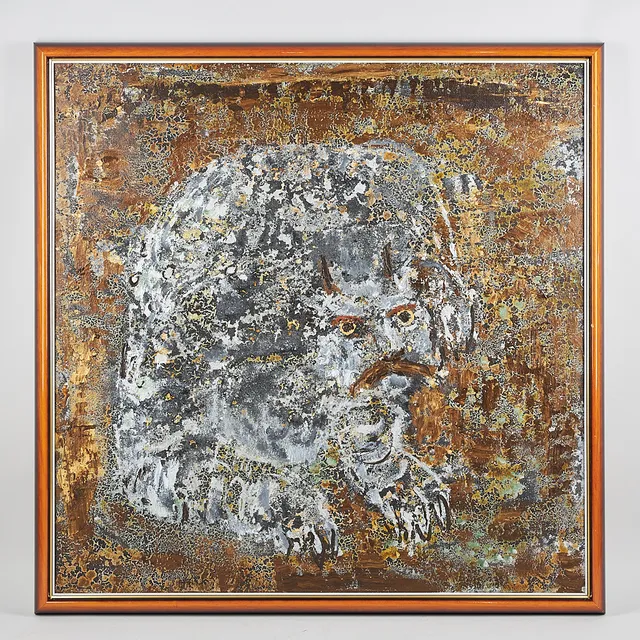 REIDAR SÄRESTÖNIEMI. "Rasande lo", (1981), olja och blandteknik på duk.