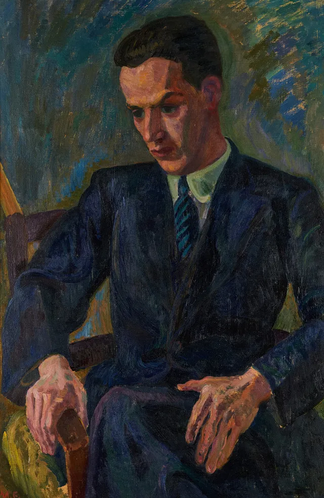 MOLLIE FAUSTMAN (Sverige, 1883-1966) "Mansporträtt", monogramsignerad M.F., olja på duk.
