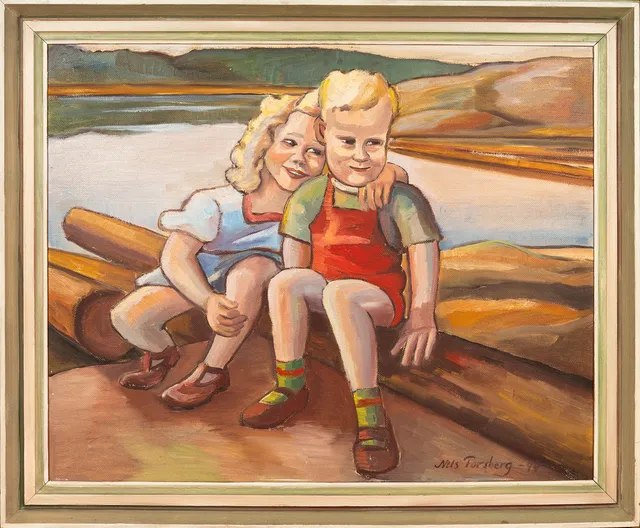NILS FORSBERG. Olja på pannå, "Sommarsaga", signerad.