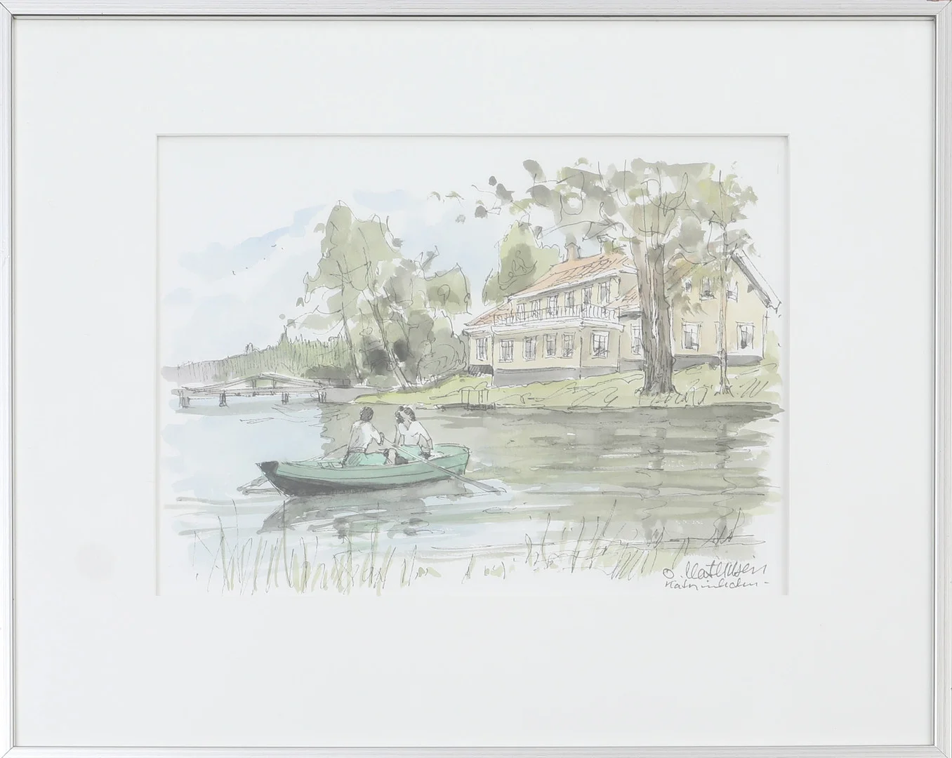 OVE MATHIESEN. AKVARELL, motiv Dufweholms Herrgård Katrineholm, signerad. — Paintings — Södermanlands Auktionsverk