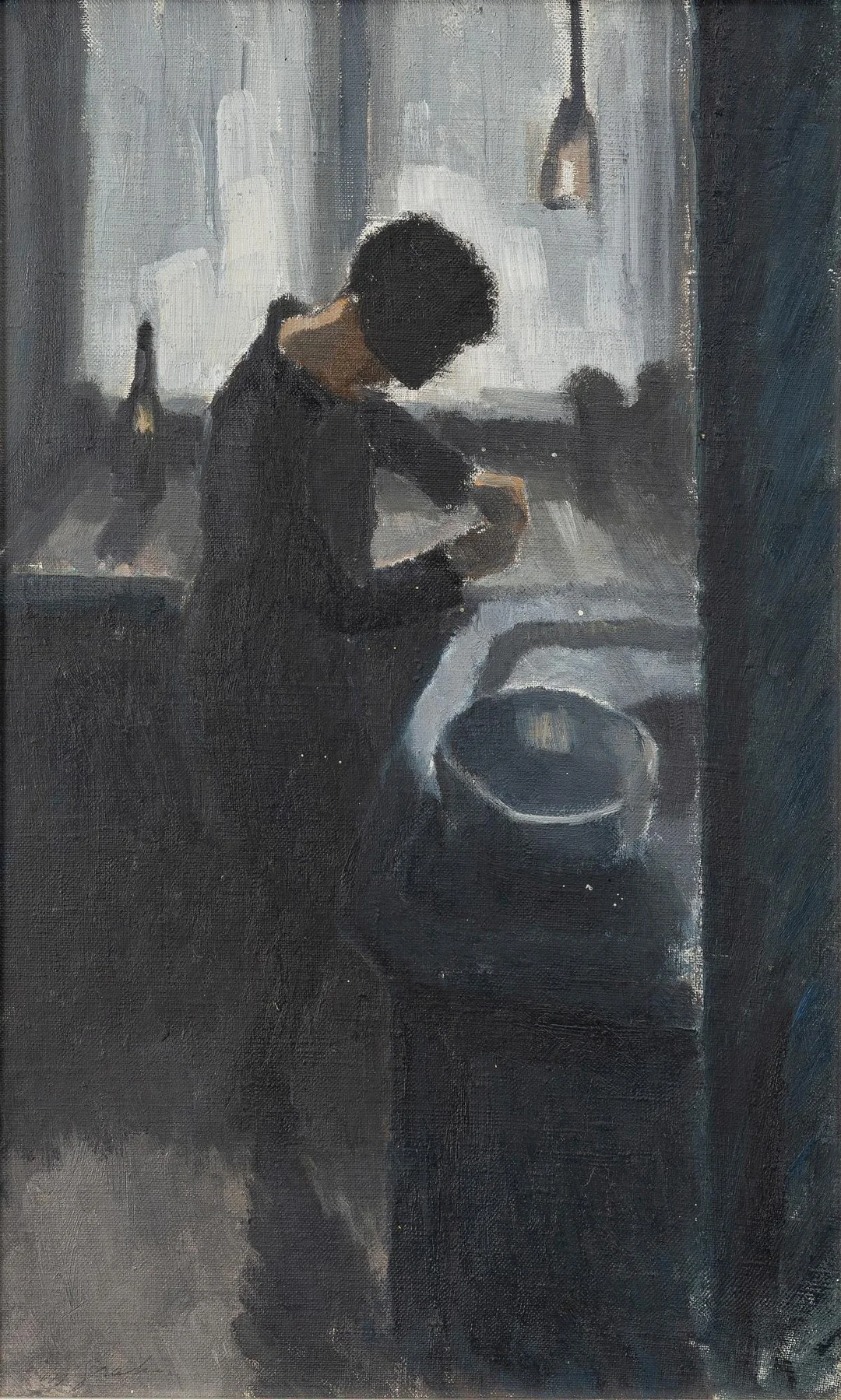 Hjalmar Grahn, "I köket (Ingeborg Grahn)". — Konst/Modern svensk konst — Bukowskis