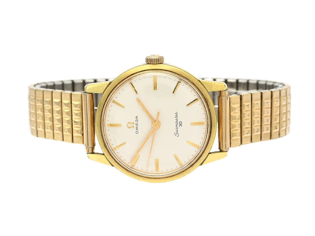OMEGA, Seamaster 30, Cal 286, Serie nr. 20776471, Ref nr. JD 135.0007, Boett nr. 135.007-63, herrur, 35 mm, doublé (40 micron, skadad), manuell, plexiglas, ca 1963, metallänk ej original. — Klockor/Omega — Kaplans