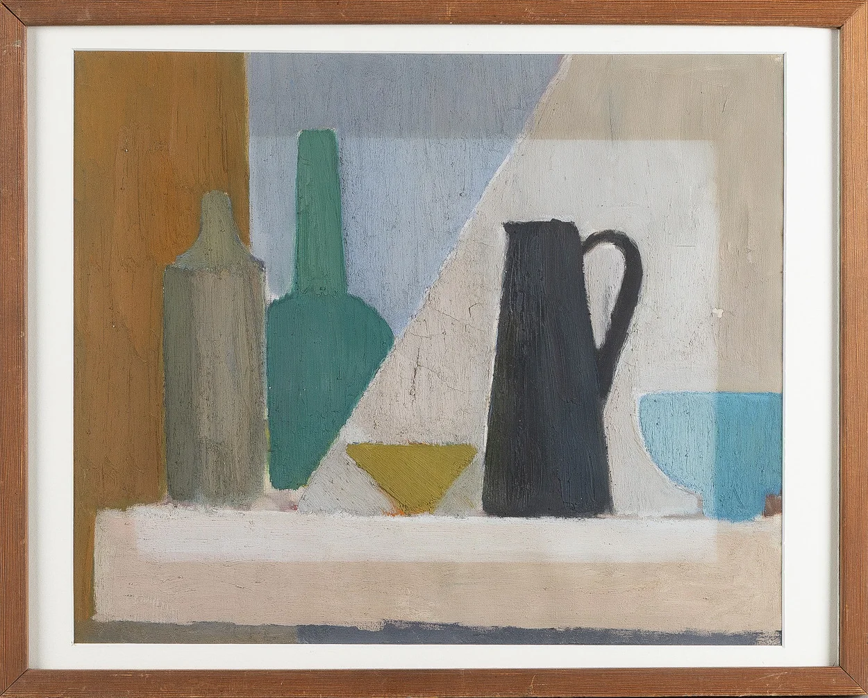 INGVAR ELÉN (1915-1973). TILLSKRIVEN. Stilleben, olja på duk, klistrad på pannå. — Engravings & Prints — Stockholms Auktionsverk Helsingborg