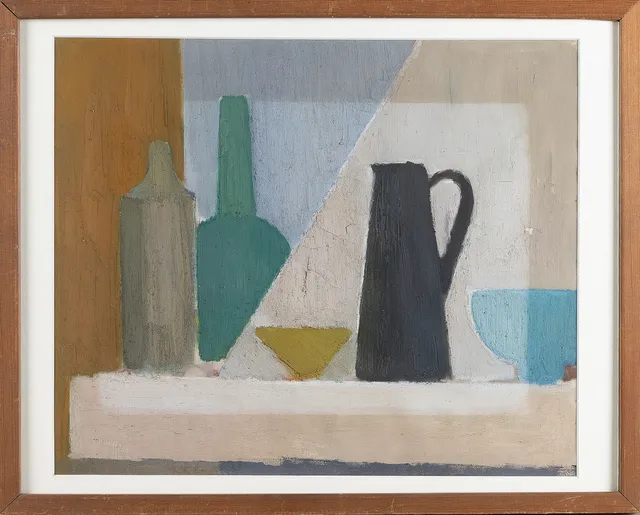 INGVAR ELÉN (1915-1973). TILLSKRIVEN. Stilleben, olja på duk, klistrad på pannå.