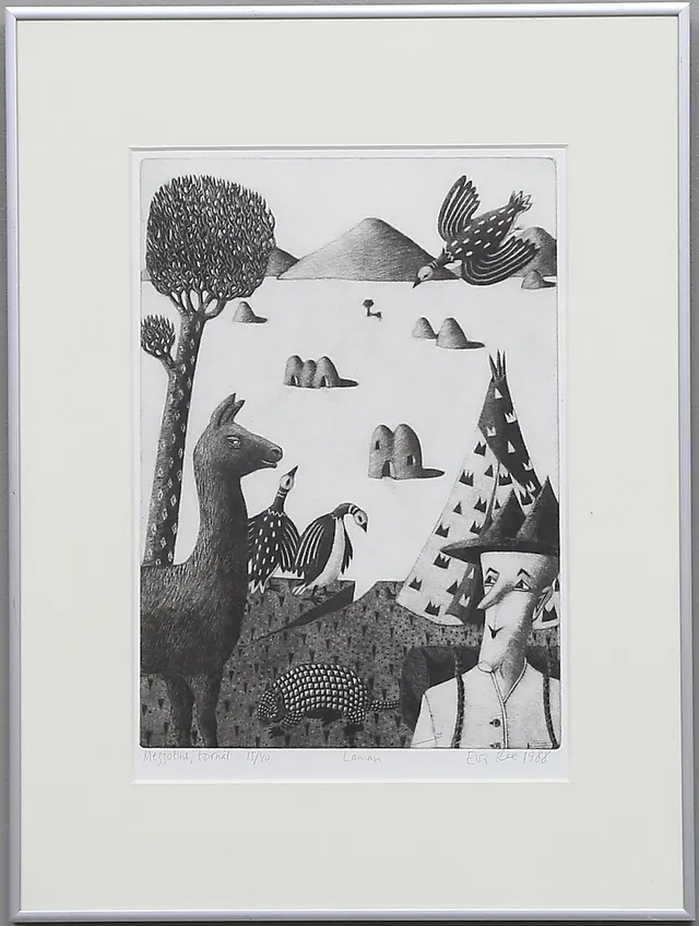 EVA REX. "Laman". Mezzotint, torrnål. Signerad, numrerad och daterad 1988.