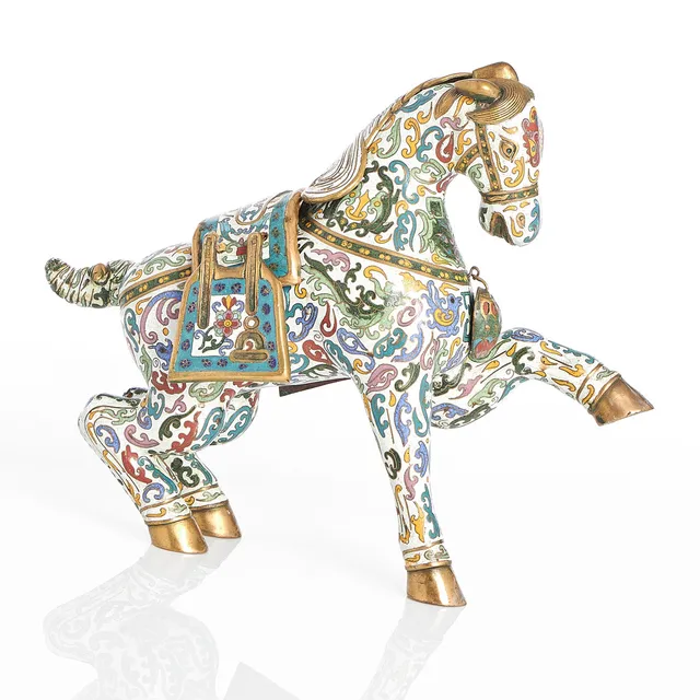 SKULPTUR, häst, Kina, cloisonné.
