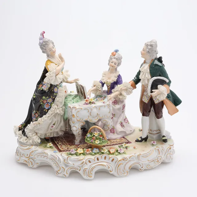 FIGUR, PORSLIN, HEINZ SCHAUBACH, UNTERWEISSBACH, TYSKLAND, OMKRING 1900-TALETS MITT.