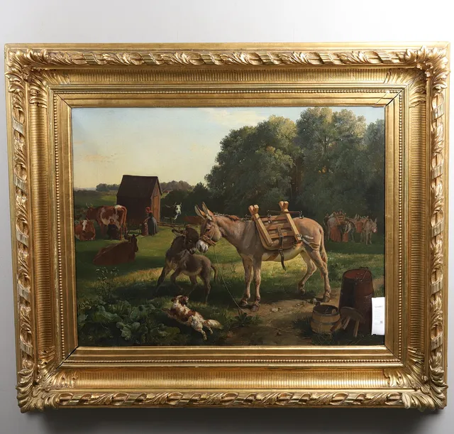 JOHANN SIEGWALD DAHL (1827-1902). Olja på duk, "Mjölk scen från Glarup", signerad och daterad 1852.