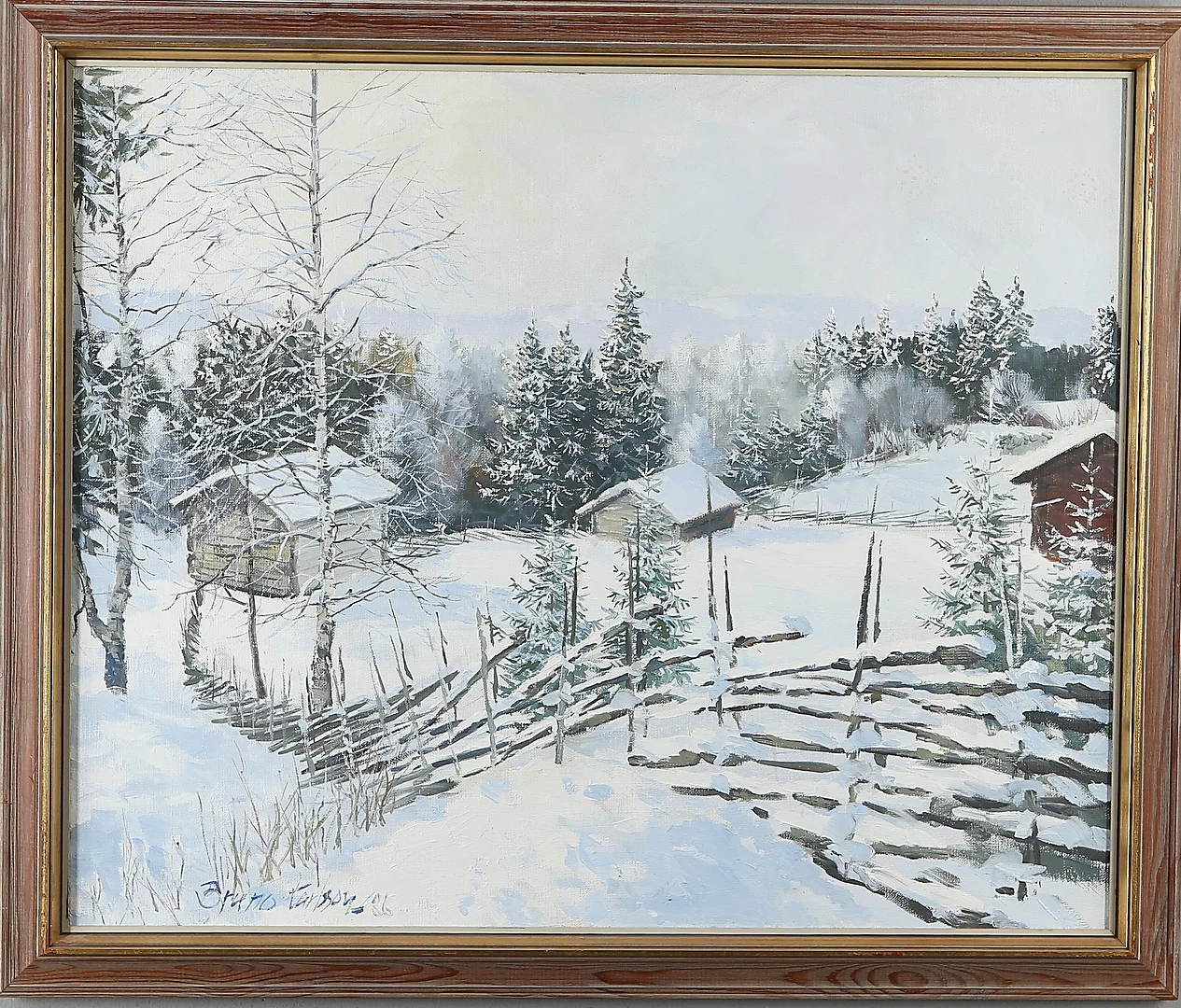 BRUNO KARLSSON. Vinterlandskap, olja på duk, signerad och daterad. — Paintings — Auktionshuset Kolonn