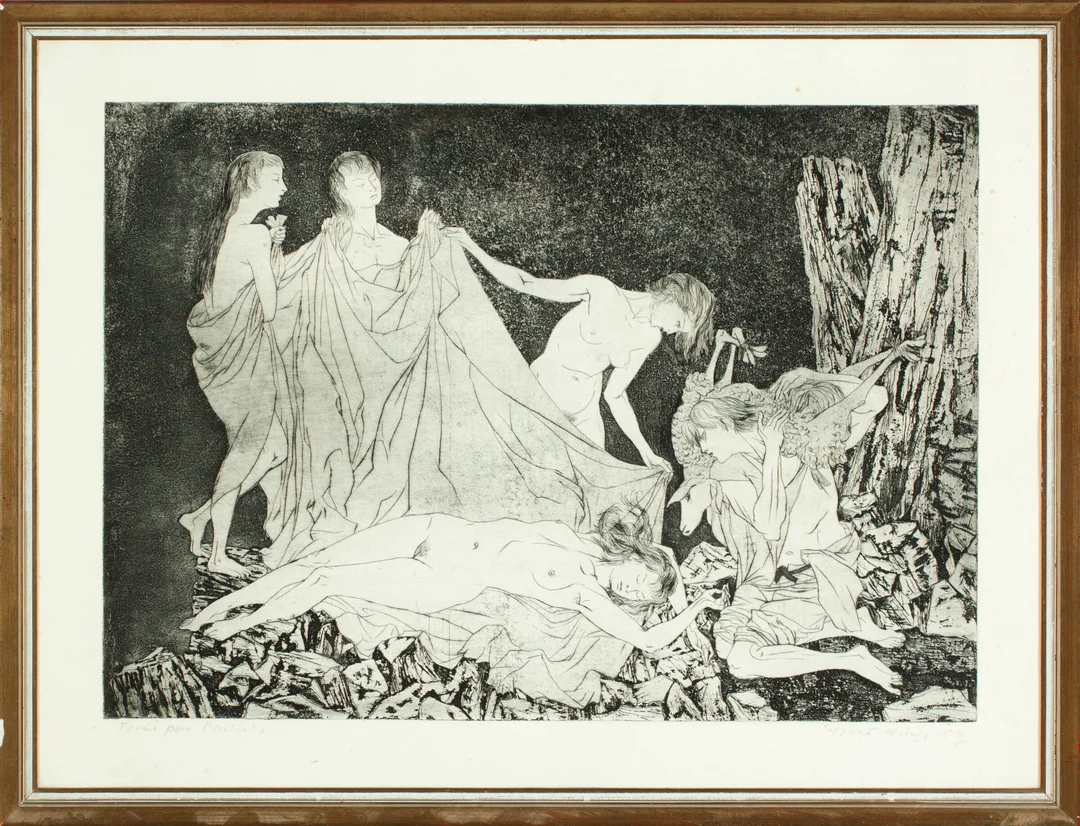 Winge, Sigurd — "Morgen (Underet)" 1957 — Kunst/Grafikk — Blomqvist