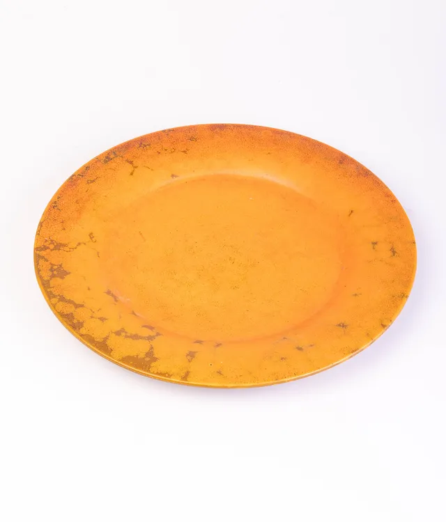 KÄHLER KERAMIK (DENMARK), ORANGE GLAZED STUDIO CERAMIC PLATE.