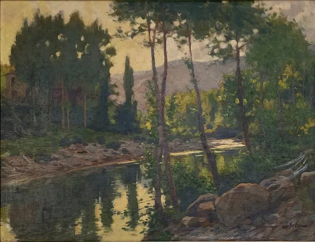 DOMINGO SOLER. PAISAJE. ÓLEO SOBRE TABLA.