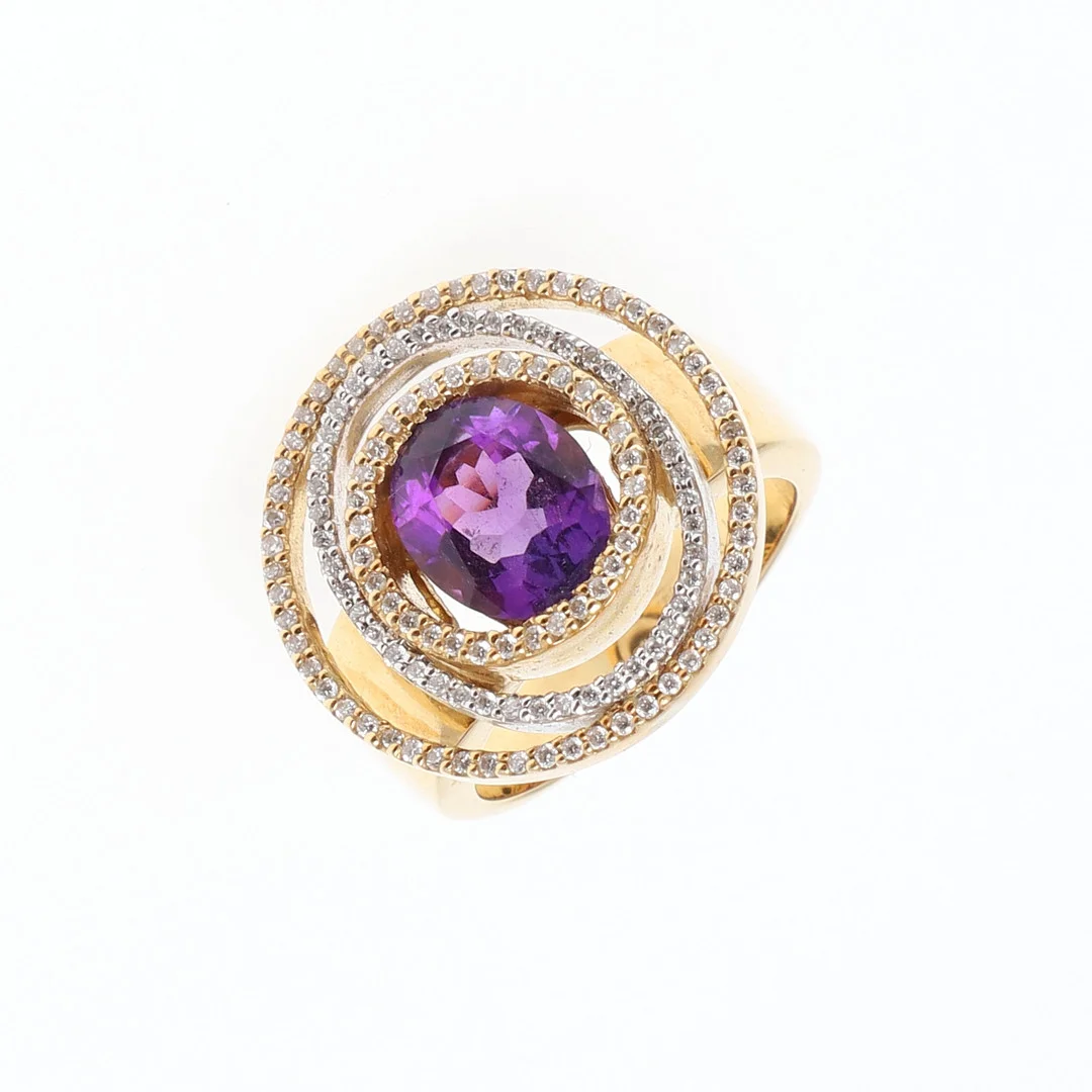 AN AMETHYST AND DIAMOND RING. — Rings — Lawrences Auctioneers