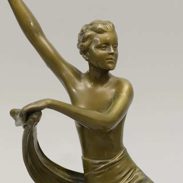 SKULPTUR, art deco, patinerad metall/alabaster, 1920-/30-tal.