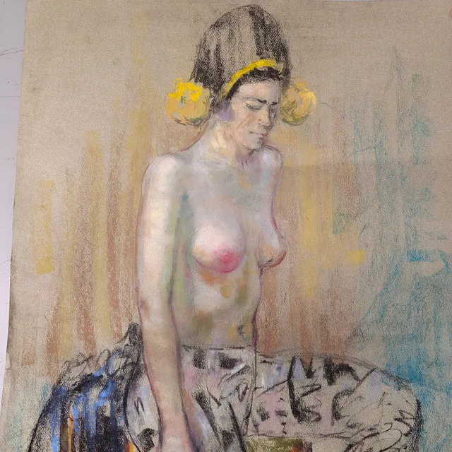 PASTEL SOBRE PAPEL "DESNUDO FEMENINO".