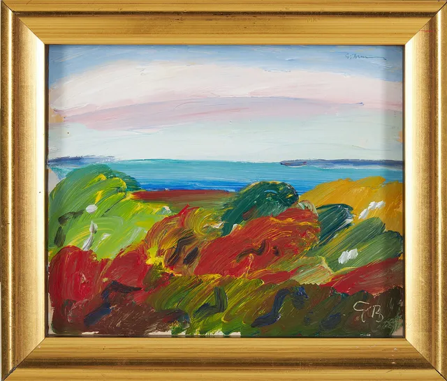 GÖRAN BRUNIUS. "Oktober", olja på pannå, signerad.