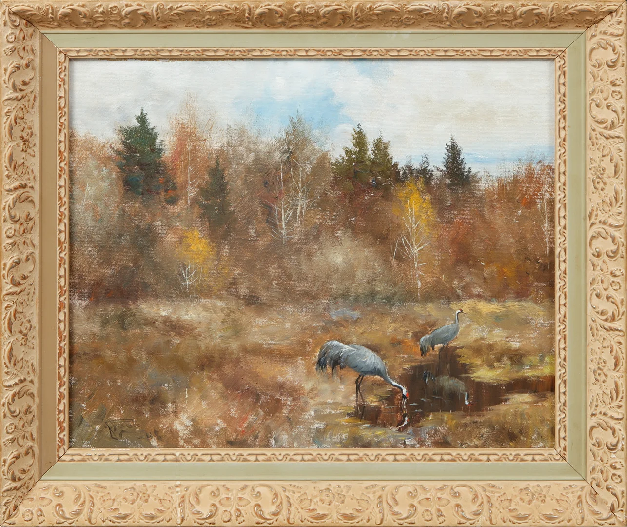 JOHANNES RAVN. Tranor, olja på duk, signerad. — Paintings — Göteborgs Auktionsverk