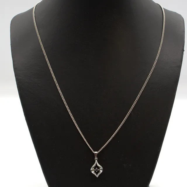 DESIGNER COLLIER HALSKETTE 835 SILBER ANHÄNGER MIT FARBSTEIN.
