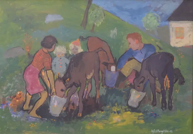 SIGFRID BENGTSSON. "KALVARNA MATAS", OLJA PÅ PANNÅ.