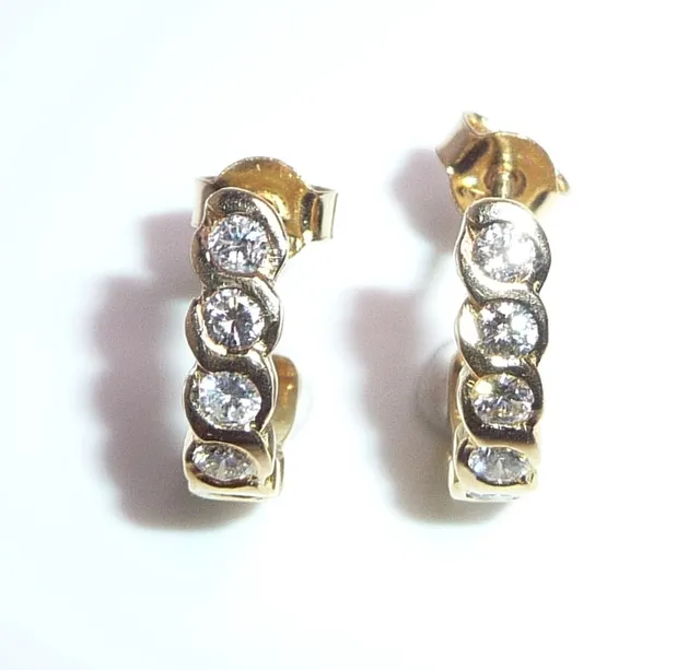 Ohrringe Halb-Creolen 750 Gold, Diamanten.