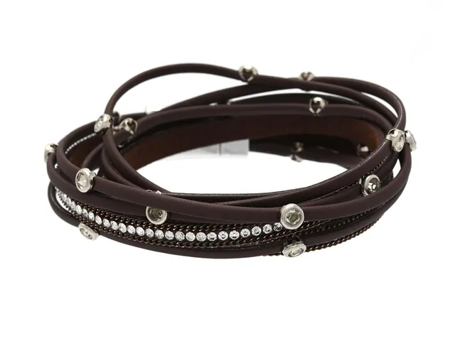 ARMBAND, konstläder, strass, vitmetall, magnetlås.
