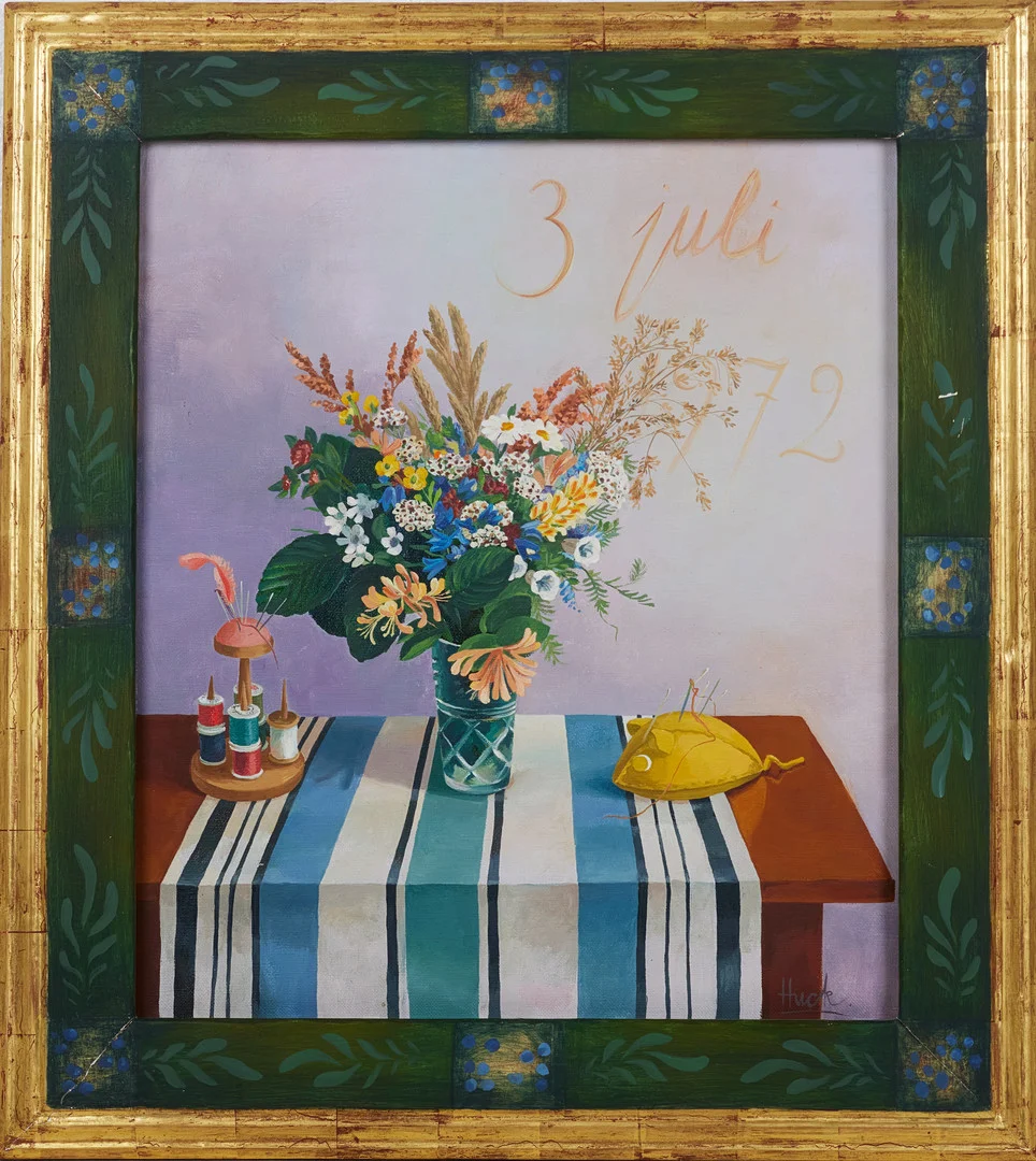 LARS HUCK HULTGREN (FÖDD 1931). stilleben, olja på duk, signerad Huck, daterad i målningen 3 juli 1972. — Paintings — Stockholms Auktionsverk Magasin 5