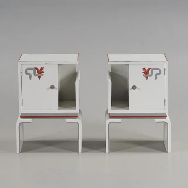 SÄNGBORD 1 par, Art Deco, Gråmålade, 1930-tal.