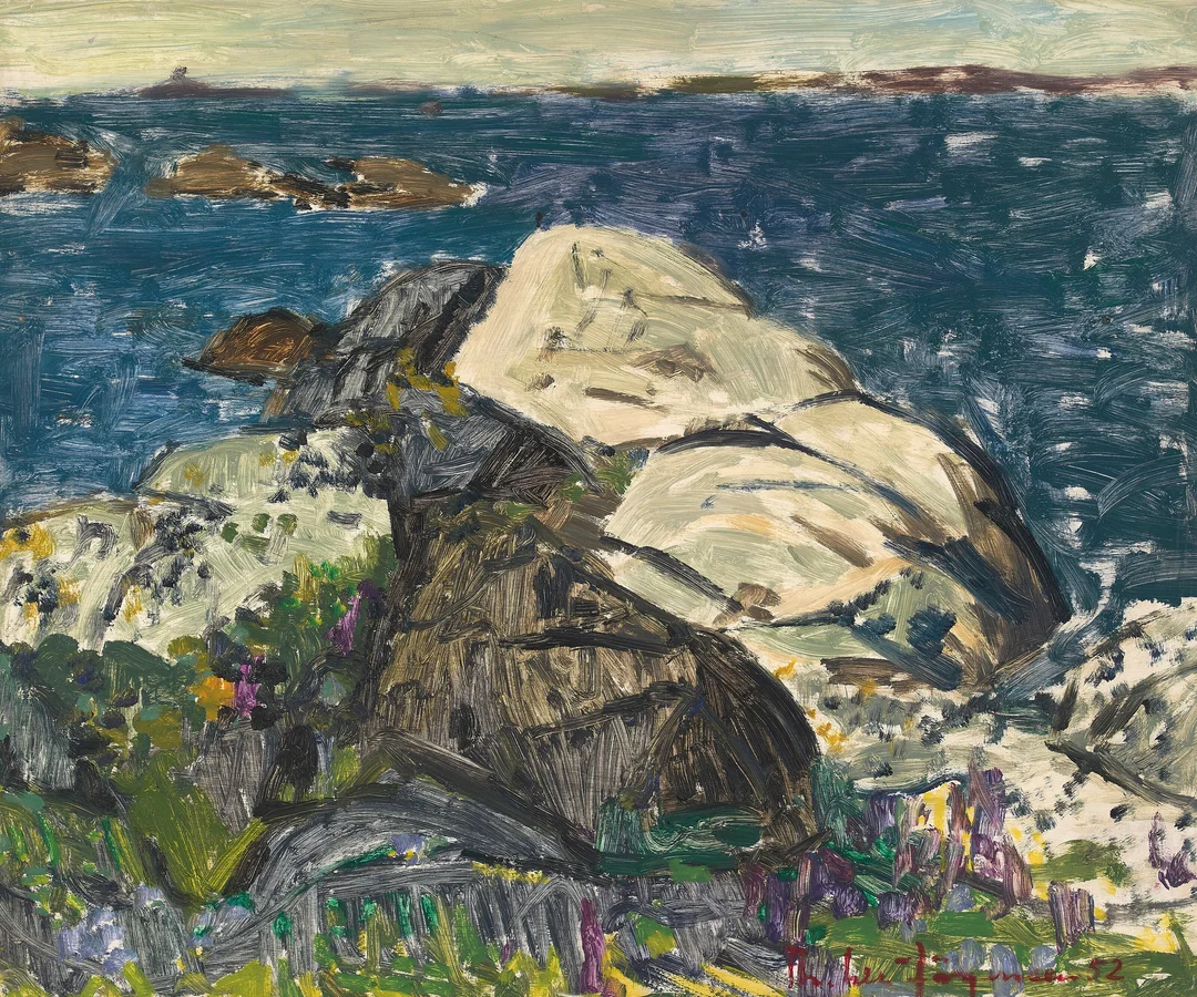 Lie-Jørgensen, Thorbjørn — "Mannholmen" 1952 — Kunst/Maleri — Blomqvist