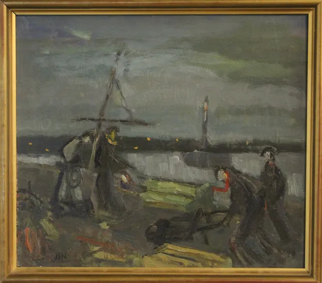 NILS NILSSON. OLJA PÅ PANNÅ signerad NN.