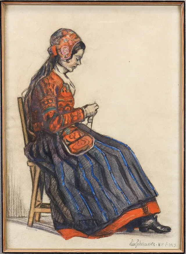 LISA JOHANSSON. Blandteknik, signerad 1913.