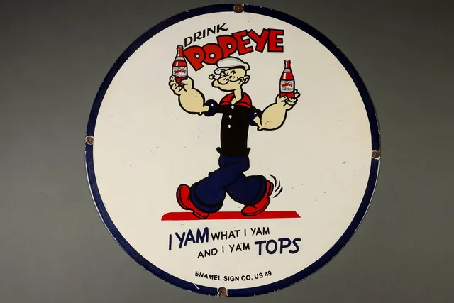Rundt emaljeskilt 'Popeye'