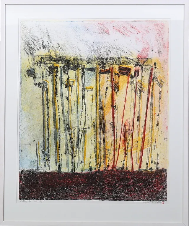 HASSE HASSELGREN. Monotypi, collografi, signerad.