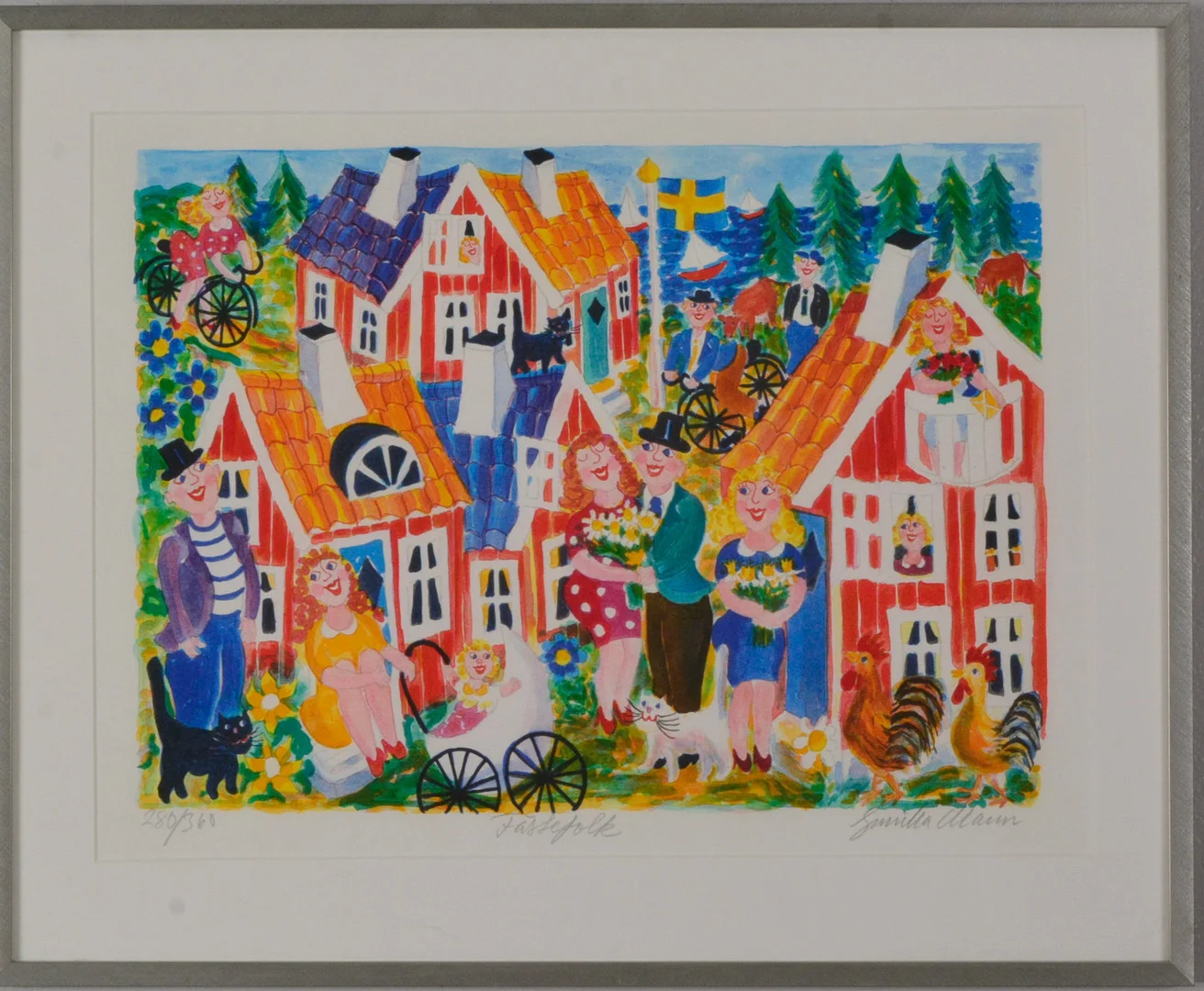 GUNILLA MANN. Färglitografi. — Engravings & Prints — Halmstads Auktionskammare