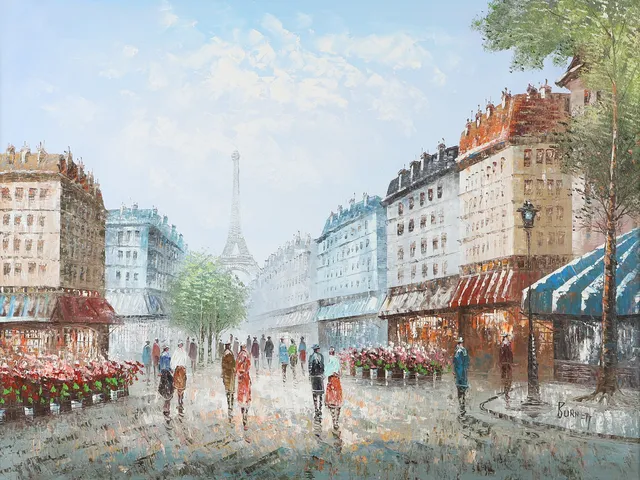 CAROLINE BURNETT. Parismotiv, olja på duk, signerad Burnett.