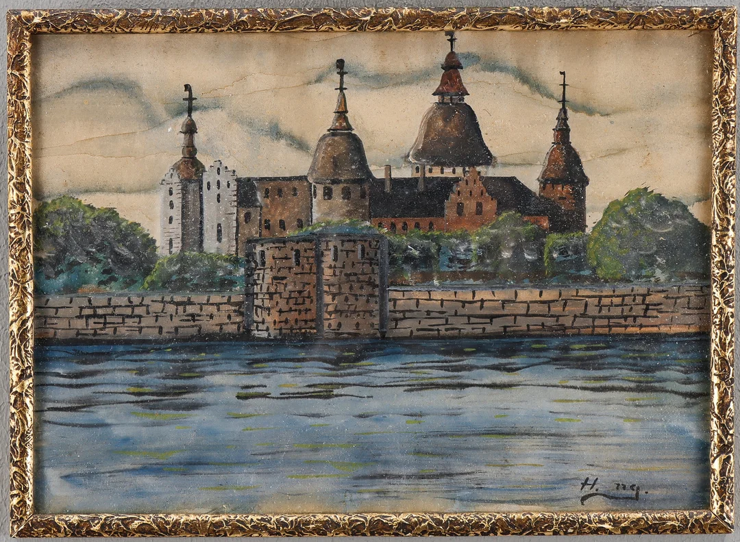 OIDENTIFIERAD KONSTNÄR, motiv mot Kalmar Slott. — Paintings — Karlstad Hammarö Auktionsverk
