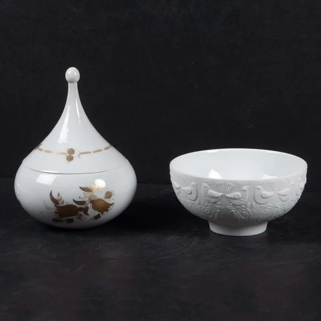 BJÖRN WIINBLAD. Lockskål, porslin, "Quatre Couleurs", samt skål, Studio-Linie, Rosenthal.