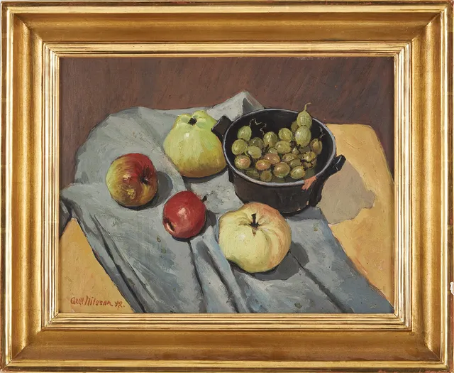 AXEL NILSSON (1889-1991). Stilleben, olja på pannå.