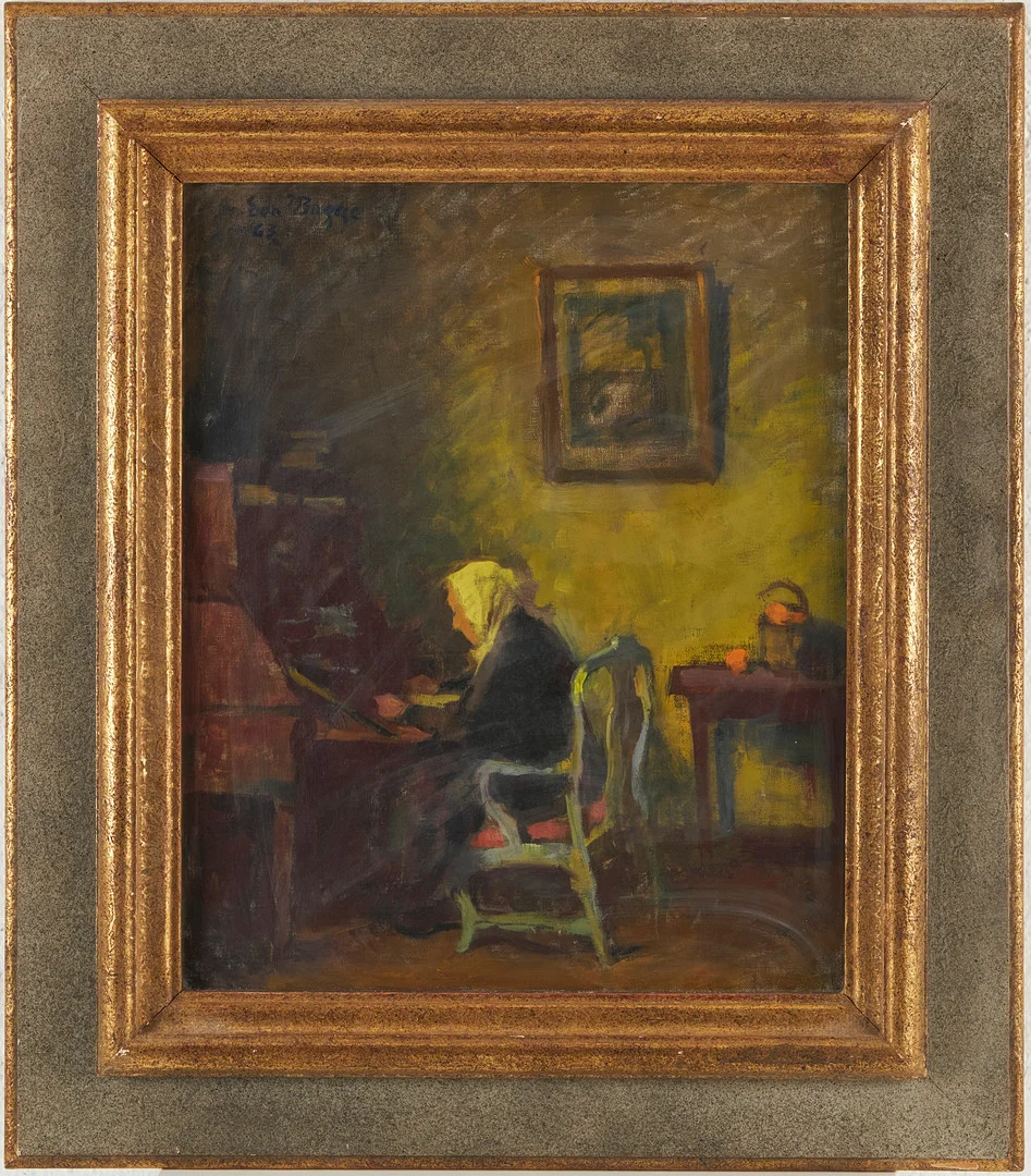 EVA BAGGE. Interiör med kvinna, olja på duk. — Paintings — Stockholms Auktionsverk Magasin 5