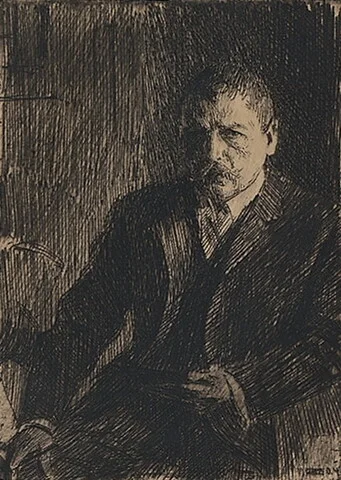 Zorn, Anders — "Självportrett I (Self Portrait I)" 1904 — Kunst/Grafikk — Blomqvist