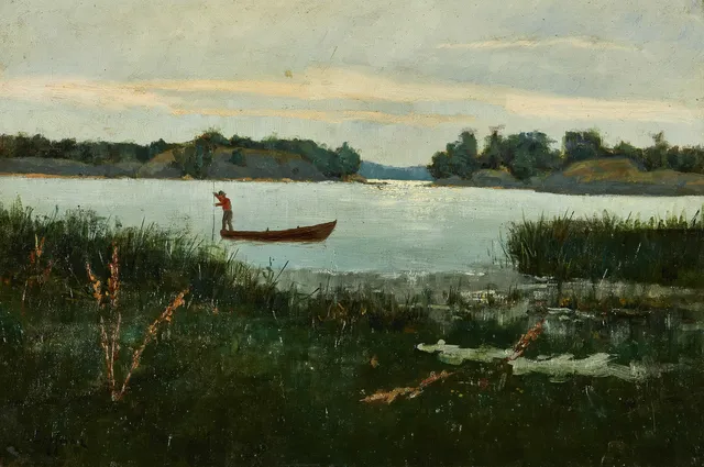 ELIAS ERDTMAN (1862-1945), Man i eka, signerad ’E. Erdtman 86’, olja, duk på papp-pannå.