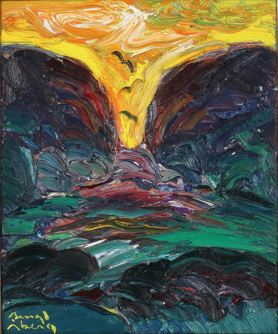 BENGT ÅBERG. "Fågel ön", olja på duk, signerad. — Paintings — Stadsauktion Sundsvall