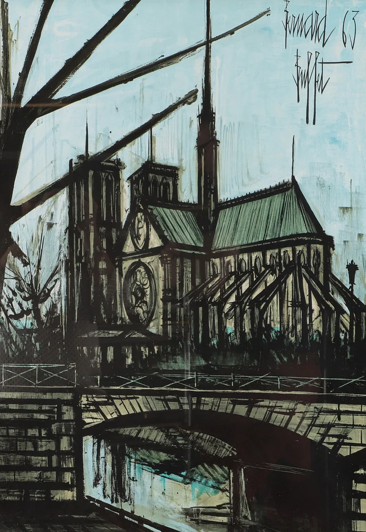 BERNARD BUFFET. Motiv från Paris, litografiskt tryck. — Engravings & Prints — Helsingborgs Auktionskammare