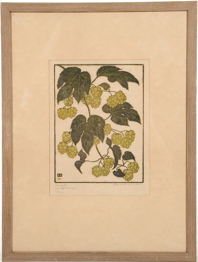 ANNIE BERGMAN. 1889-1987. Träsnitt, signerat.