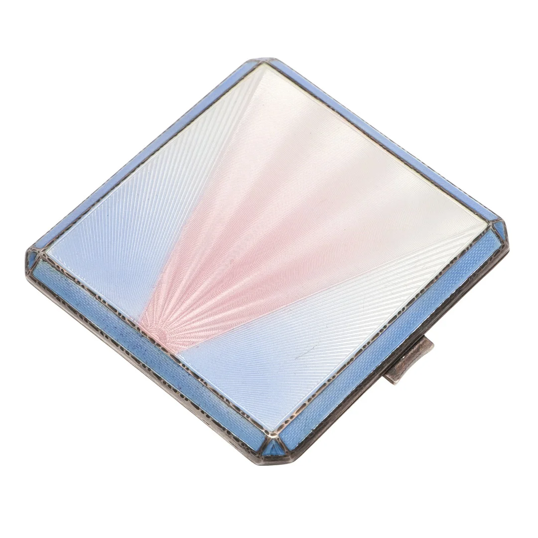 A GEORGE VI ART-DECO SILVER & ENAMEL CIGARETTE CASE. — Silver — Lawrences Auctioneers