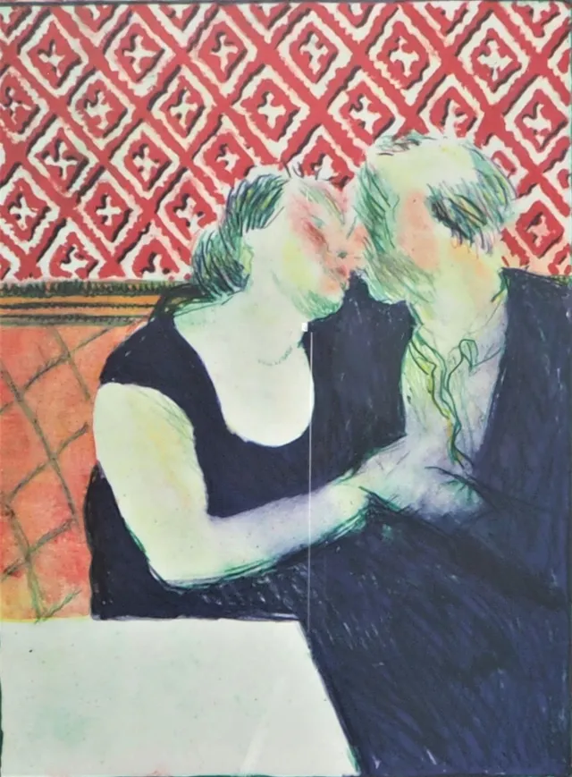 PETER DAHL. litografi, signerad och numrerad 226/460, "Kyssen".