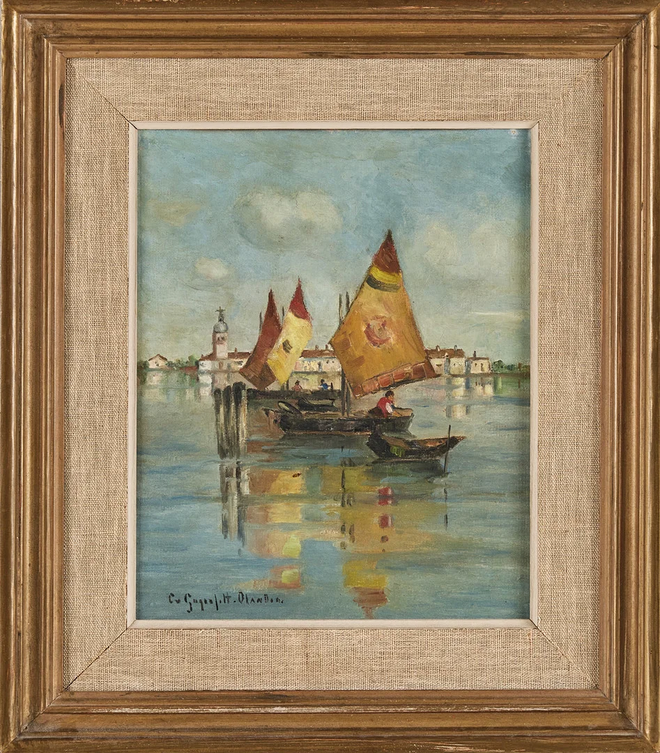 CECILIA VON GEGERFELT-OLANDER. Fiskebåtar Italien, olja på duk. — Paintings — Stockholms Auktionsverk Magasin 5