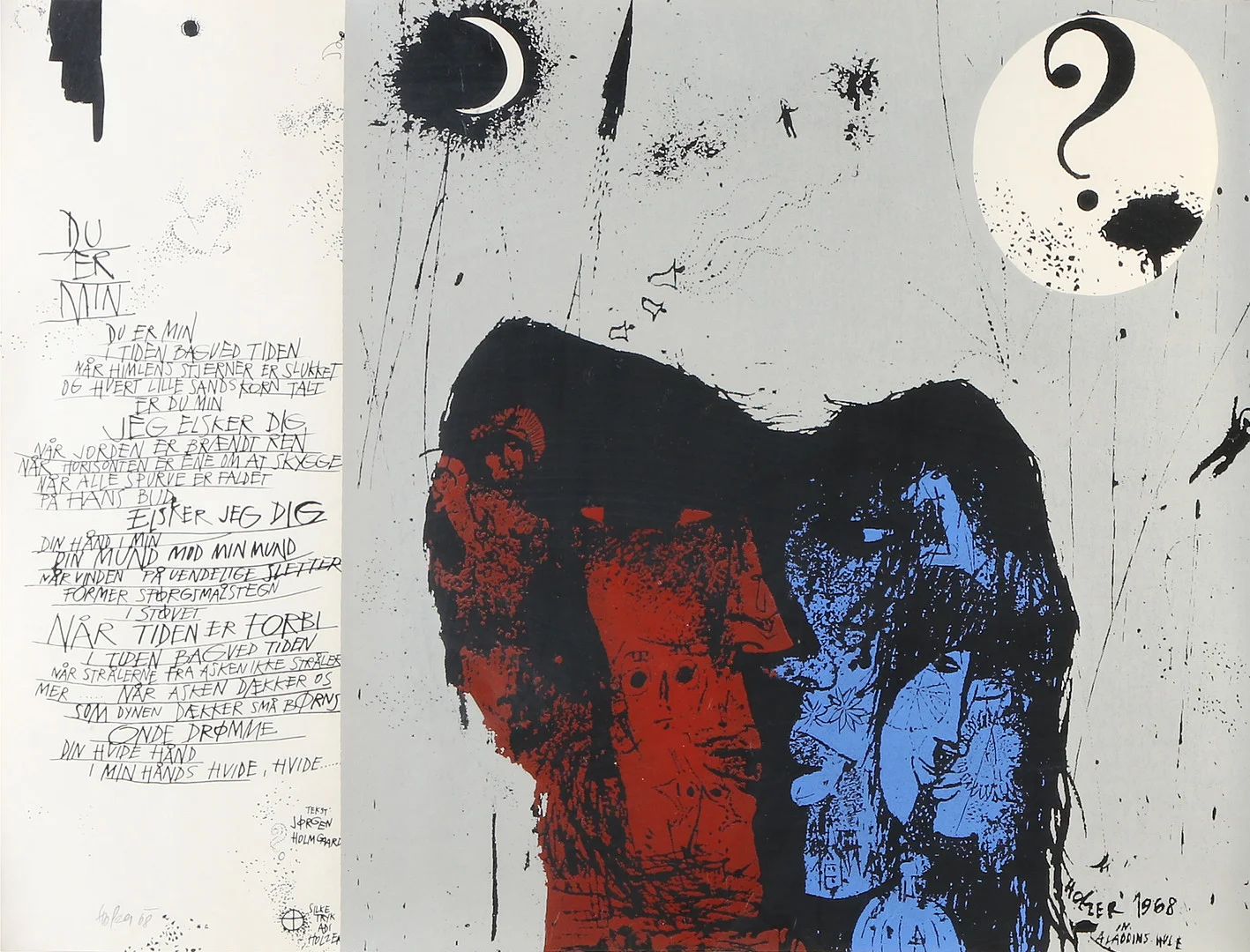 ADI HOLZER. Silkscreen. "In Alladins hule". Signerad och daterad 68. — Engravings & Prints — Skånes Auktionsverk