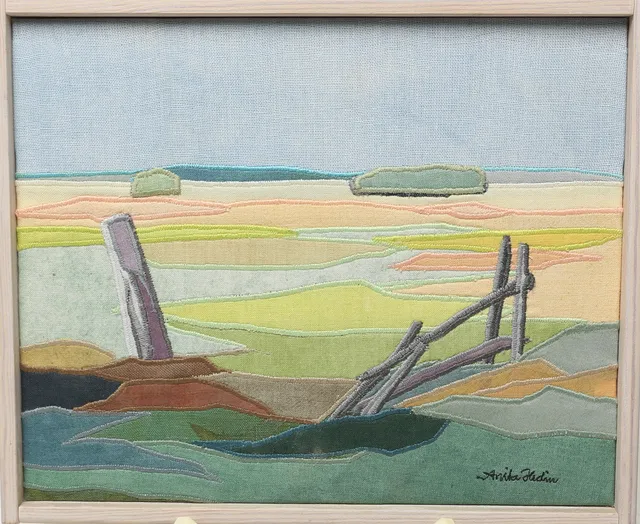 ANITA HEDIN. KONSTVERK, textil, motiv Bredsätra, Öland, signerat, 1996.